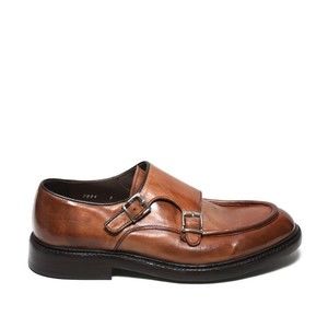 Green George Moccasin Shoe With Double Buckle In Tan Leather - NWT